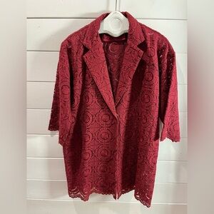 U BEAUTIFUL – Red Lace Blazer Jacket (Size One size )